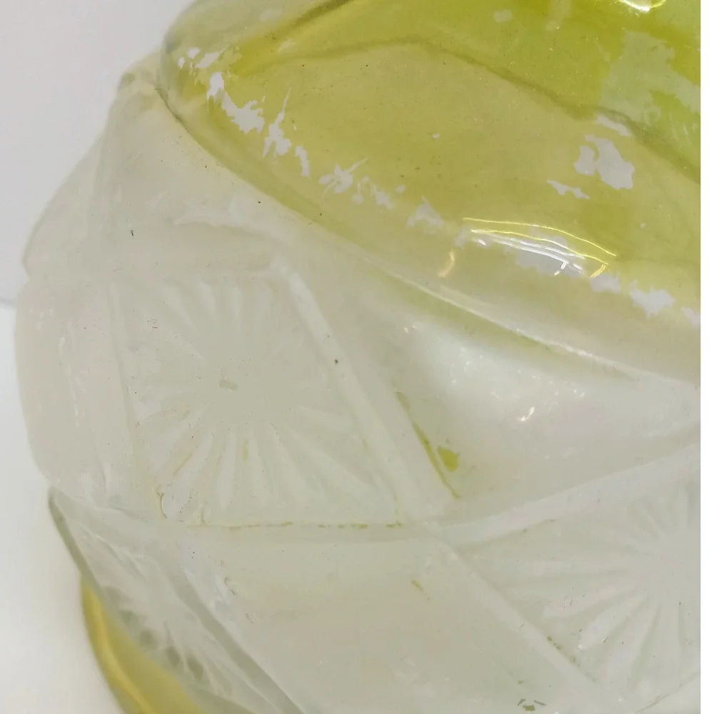 VTG Art Decorative Large Roman Glass Green Vase Diamond Cut Pattern Retro Decor